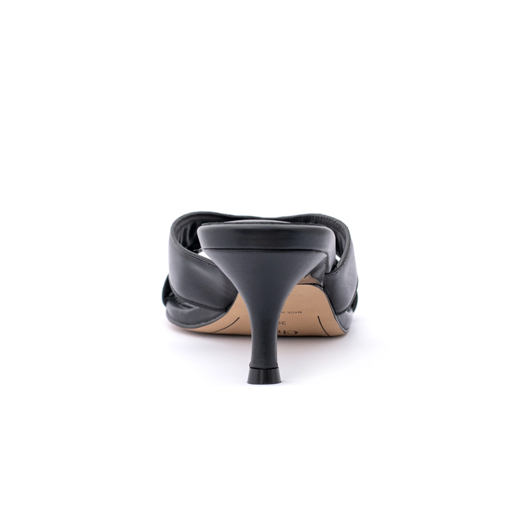 Nappa Leather Kitten Heel Sandals with Buckle